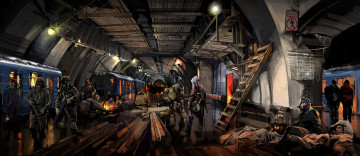 Картинка metro 2033 видео игры подземка солдаты метро люди