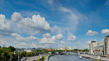 Картинка города москва россия пейзаж кремль река мост