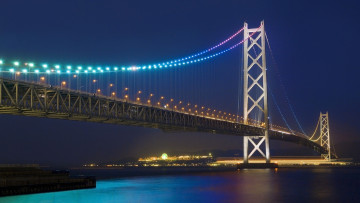 Картинка pearl bridge города мосты огни kobe japan