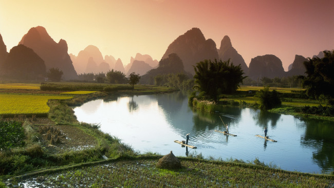 Обои картинки фото природа, реки, озера, пейзаж, горы, река, китай, азия