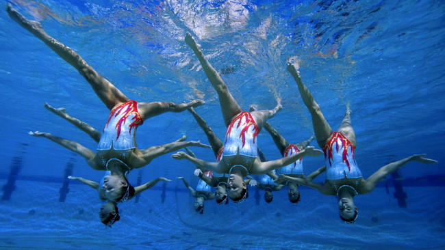 Обои картинки фото спорт, водный, девушки, синхронное, плавание