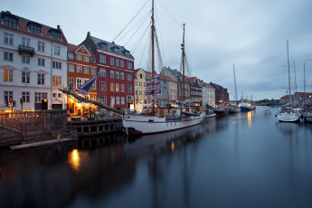 Картинка copenhagen denmark города копенгаген дания nyhavn здания яхты парусник причал набережная новая гавань нюхавн