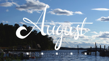 обоя календари, природа, август
