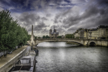 Картинка notre+dame города париж+ франция река собор мост