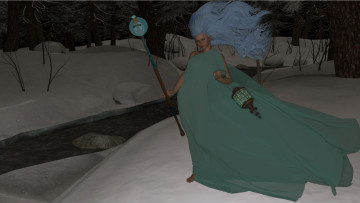 Картинка 3д+графика фантазия+ fantasy девушка взгляд фон снег
