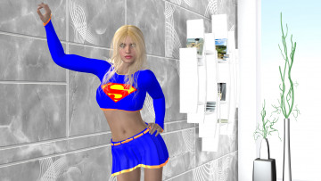 Картинка 3д+графика люди+ people девушка superheroine фон взгляд