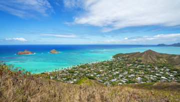 обоя lanikai beach, города, - пейзажи, поселок, пляж, океан