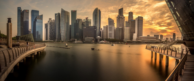 Обои картинки фото singapore marina, города, сингапур , сингапур, панорама, город