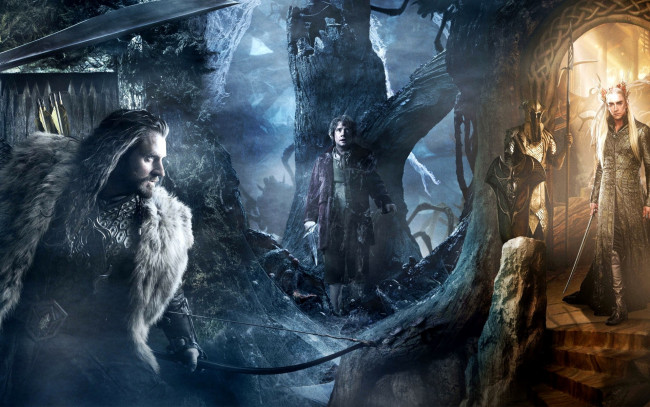 Обои картинки фото кино фильмы, the hobbit,  the desolation of smaug, пустошь, смауга, трандуил, бильбо, торин, оукеншильд