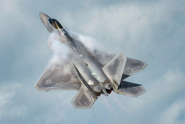 Обои картинки фото f-22 raptor, авиация, боевые самолёты, истребитель