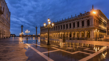 Картинка piazetta+san+marco города венеция+ италия дворец площадь ночь