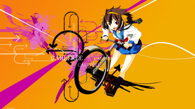 Обои картинки фото аниме, the melancholy of haruhi suzumiya, suzumiya, haruhi