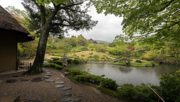 обоя природа, парк, японский, пруд, садик
