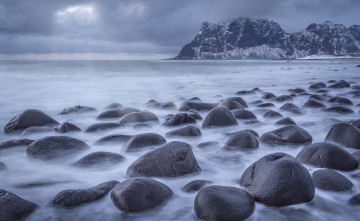 Картинка лофотенские+острова +норвегия природа побережье скалы море камни