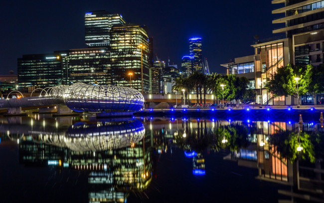 Обои картинки фото города, мельбурн , австралия, огни, ночь