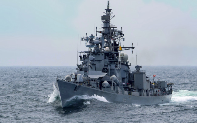 Обои картинки фото ins ranvijay,  d55, корабли, крейсеры,  линкоры,  эсминцы, раrajput, class, военный, корабль, эскадренный, миноносец, военно-морской, флот, индии