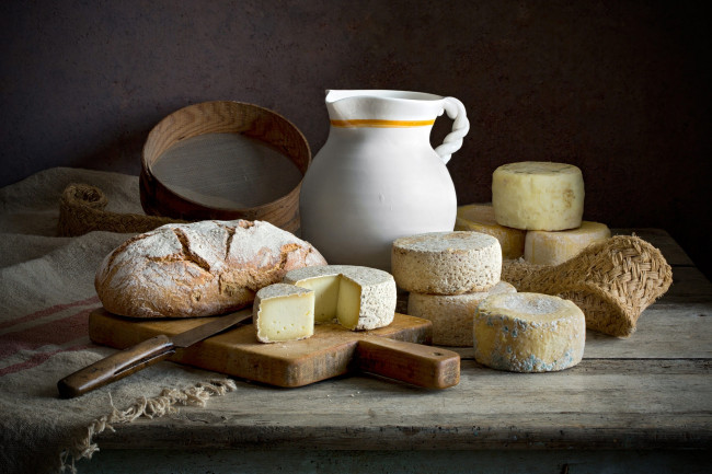 Обои картинки фото еда, натюрморт, сыр, хлеб