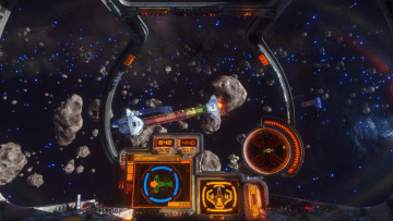 Картинка видео+игры rebel+galaxy+outlaw космос корабль метеориты
