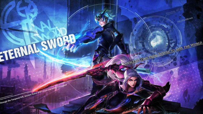Обои картинки фото видео игры, eternal sword, парень, девушка, оружие, магия