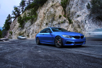 Картинка bmw+m4 автомобили bmw синий дорога гора