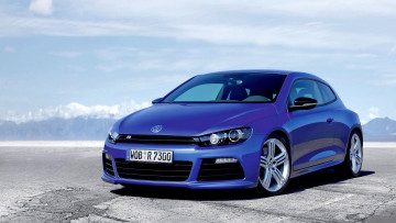обоя автомобили, volkswagen, синий, площадка, горы, небо
