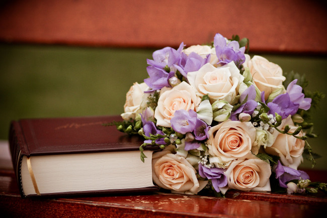 Обои картинки фото цветы, букеты, композиции, розы, книга