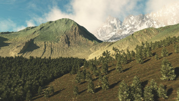 Картинка 3д графика nature landscape природа деревья горы