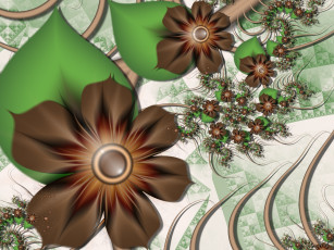 Картинка 3д графика flowers цветы фрактал узор лепестки