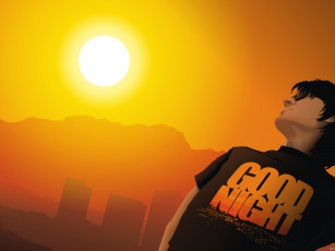 Картинка векторная графика дома солнце футболка мужчина