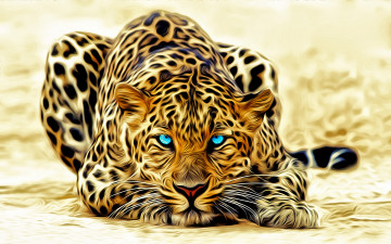 Картинка разное компьютерный дизайн леопард голубые+глаза