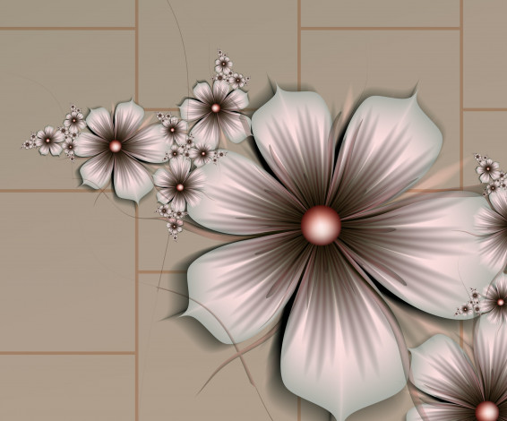 Обои картинки фото 3д, графика, fractal, фракталы, узор, цветы, лепестки