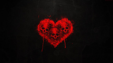 Картинка 3д+графика ужас+ horror фон черепа сердечко