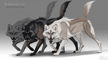 Картинка рисованное животные +волки пасть оскал волки