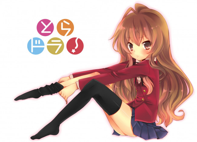 Обои картинки фото аниме, toradora, взгляд, фон, девушка