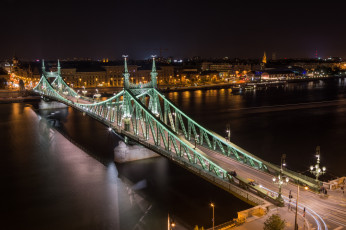 обоя budapest,  hongrie, города, будапешт , венгрия, мост, река, огни, ночь