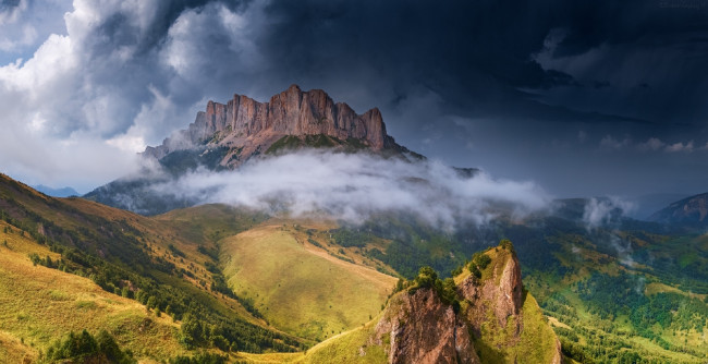 Обои картинки фото природа, горы, гроза, адыгея, михаил, дубровинский, тхач, облака