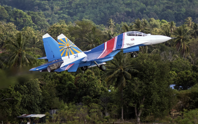 Обои картинки фото авиация, боевые самолёты, истребитель, sukhoi, многоцелевой, su-30sm