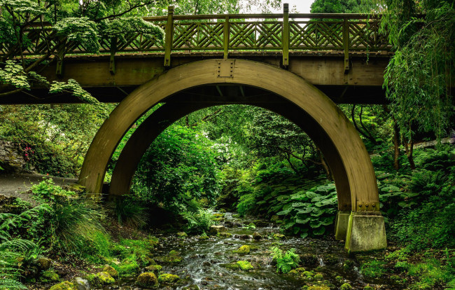 Обои картинки фото природа, парк, мост, ручей