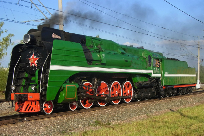 Обои картинки фото паровоз п 36, техника, паровозы, паровоз, п, 36, локомотив, рельсы