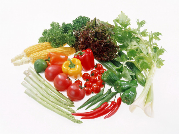 Обои картинки фото еда, овощи, томаты, помидоры, перец, кукуруза