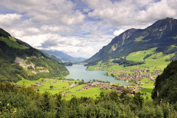 Картинка sameraatal valley obwalden switzerland природа пейзажи облака озеро