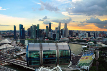 обоя города, сингапур, небоскребы, панорама