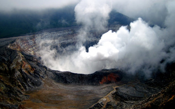 обоя poas, природа, стихия, вулкан, кратер, дым