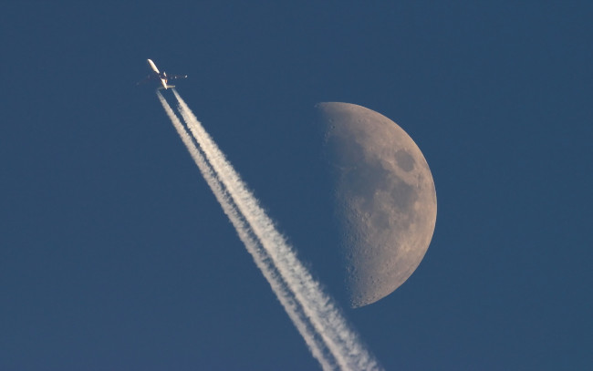 Обои картинки фото авиация, 3д, рисованые, v-graphic, луна