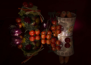 Картинка еда фрукты+и+овощи+вместе ваза морковка томаты