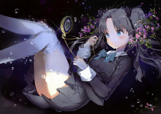 Картинка аниме fate zero часы капли рин арт anmi tohsaka rin цветы девочка