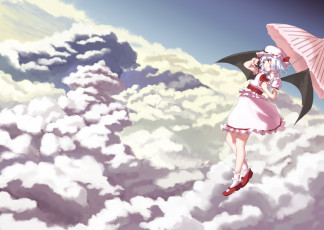 Картинка аниме touhou облака арт remilia scarlet kujou natsume девушка