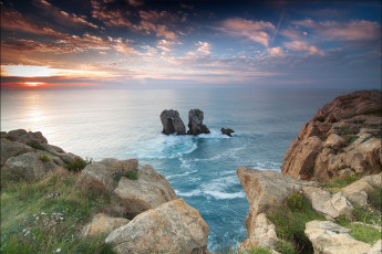 Картинка природа побережье небо облака море скалы