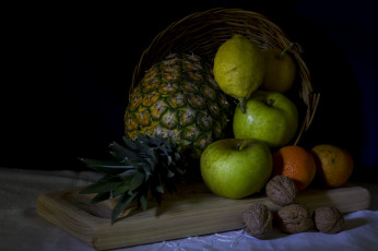 Картинка еда фрукты +ягоды орехи цитрусы анана