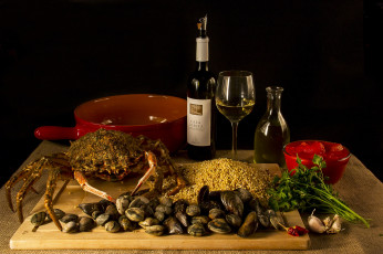 Картинка еда натюрморт овощи морепродукты вино